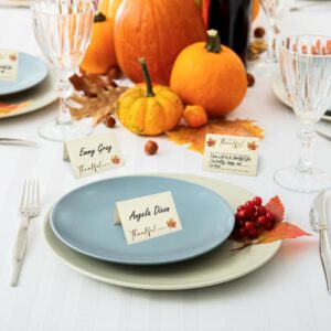 100 Pcs Thanksgiving Table Place Cards and Fill in Gratitude Cards Harvest I Am Thankful For Tent Card Autumn Name Cards Dinner Settings Fall Party