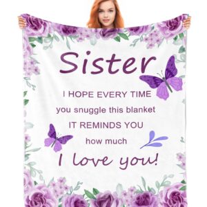 Noxkioy Sister Gifts, Sister Gifts from Sister, Sister Birthday Gifts, Big Sister Gift, Birthday Gifts for Sister, Gifts for Sister Blanket 60"×50", Soul Sister Gifts for Girls