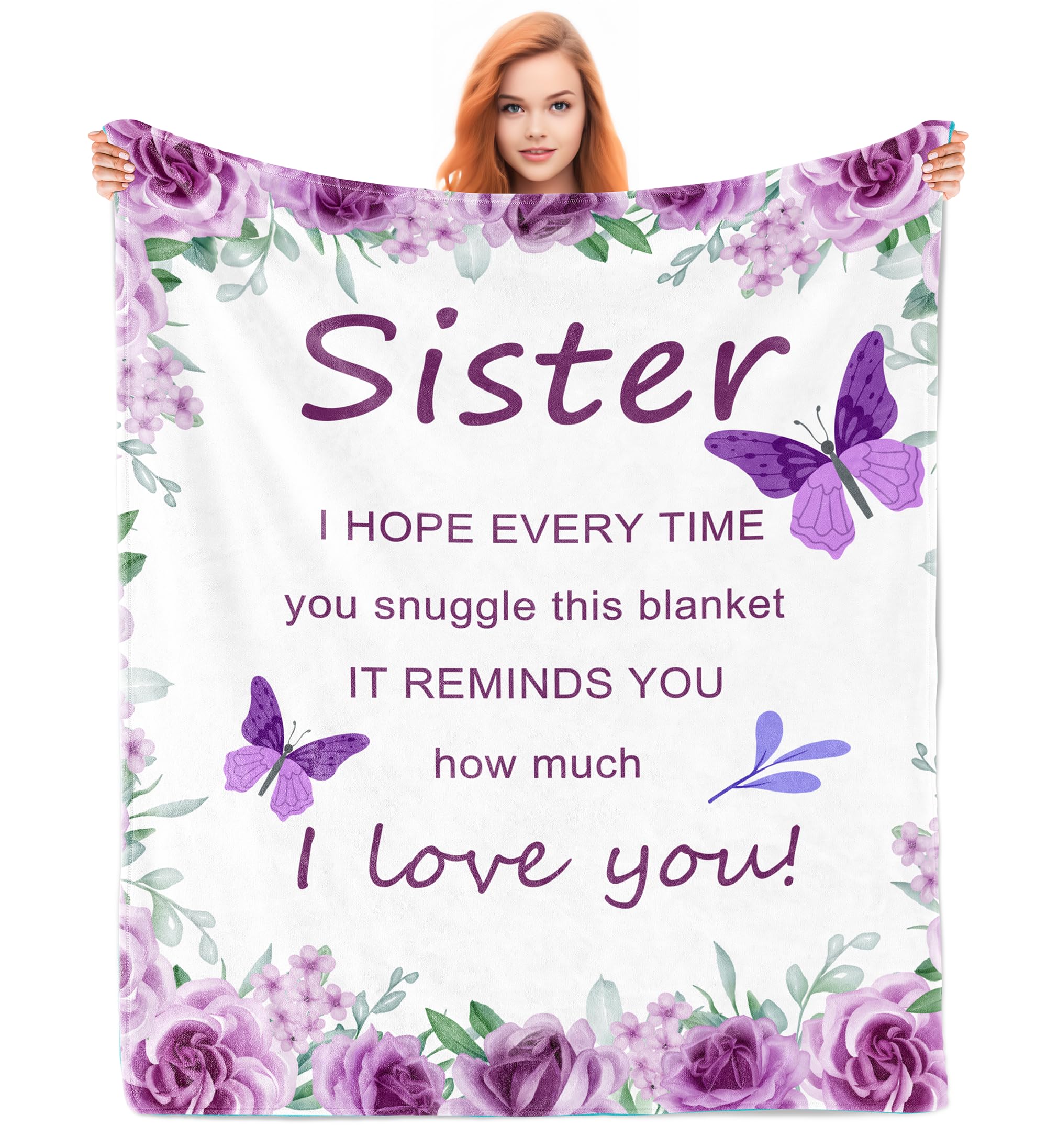 Noxkioy Sister Gifts, Sister Gifts from Sister, Sister Birthday Gifts, Big Sister Gift, Birthday Gifts for Sister, Gifts for Sister Blanket 60"×50", Soul Sister Gifts for Girls