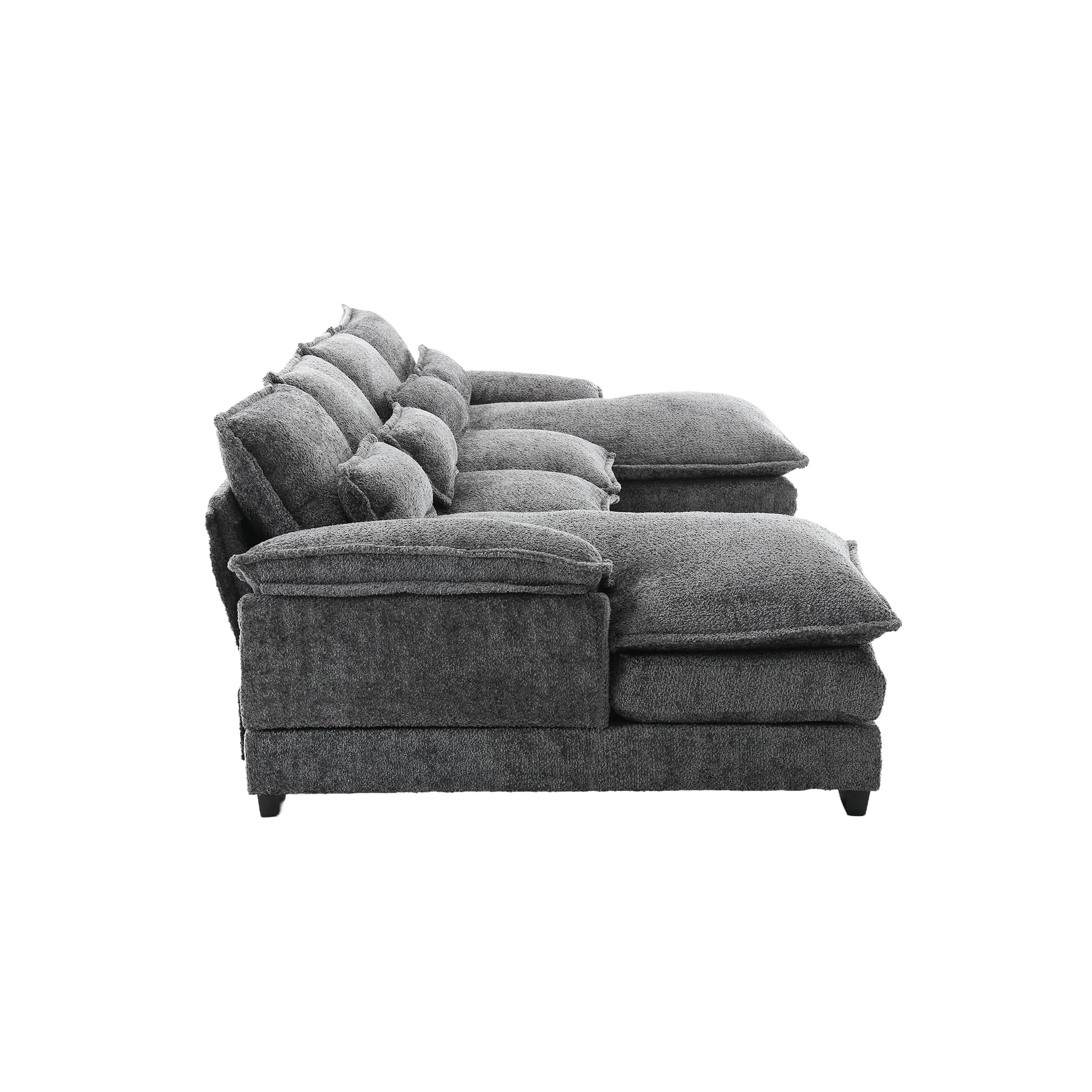 HZANHY Convertible Sectional Sofa Chenille U Shaped Couch with Reversible Chaise Modular Sectional Couch 4 Seater Sofa with Storage Seat