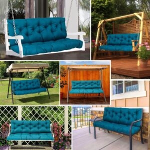 LCYFBE Porch Swing Cushions with Backrest, 2-3 Seater Waterproof Bench Pad Cushions, Thicken 4" Outdoor Swing Cushions, for Outdoor Patio Garden Furniture (60x40in,Dark Green)