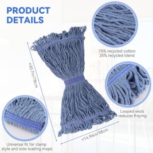 Commercial Heavy Duty Mop Heads Replacement for Rubbermaid: 6 Packs Industrial Wet Mop Head for Floor Cleaning - Cotton Commercial Products Wet Mop Refills