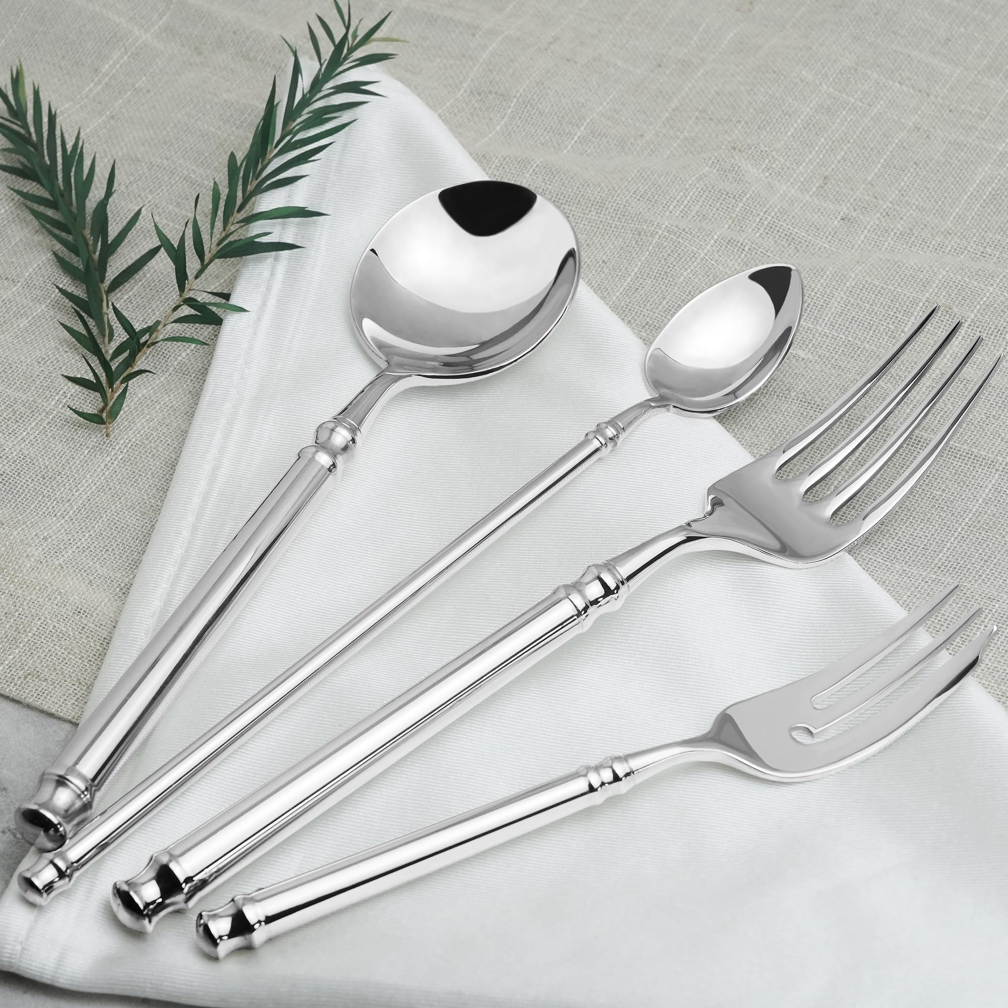 Dinner Forks,Manual Forged 18/10 Stainless Steel Silverware Forks,Modern Round Handle Cutlery Table Forks,Set of 4,Mirror Finish and Dishwasher Safe