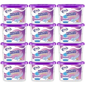 natruth moisture absorbers with lavender scent,10.5oz*12-pack portable closet dehumidifier, odor eliminator absorber bucket,humidity absorber,cleaner air dehumidifier for closet,bathrooms, boats