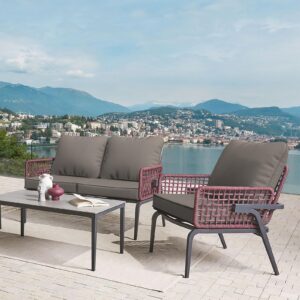 LVTXIII Outdoor Deep Seat Cushion Patio Seat and Back Cushion Set Seasonal Chair Cushion for Dining Arm Chairs, Wicker Chairs and Garden Furniture Decoration, 24"x24"x4", Dark Grey