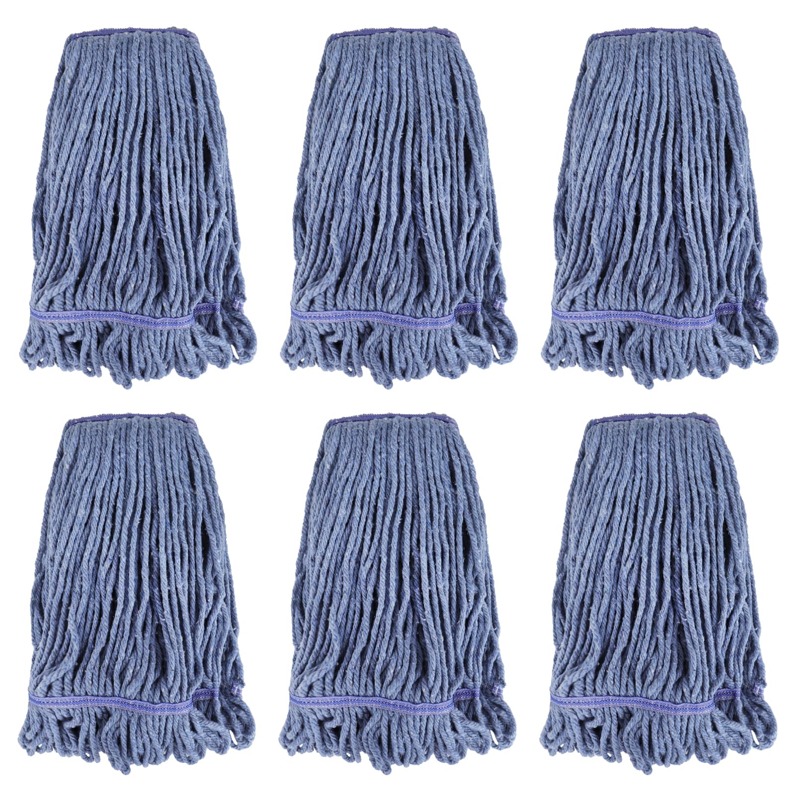 Commercial Heavy Duty Mop Heads Replacement for Rubbermaid: 6 Packs Industrial Wet Mop Head for Floor Cleaning - Cotton Commercial Products Wet Mop Refills