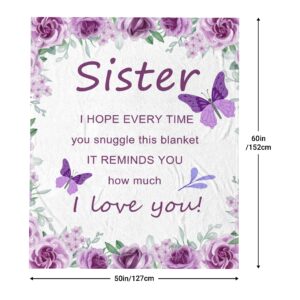 Noxkioy Sister Gifts, Sister Gifts from Sister, Sister Birthday Gifts, Big Sister Gift, Birthday Gifts for Sister, Gifts for Sister Blanket 60"×50", Soul Sister Gifts for Girls