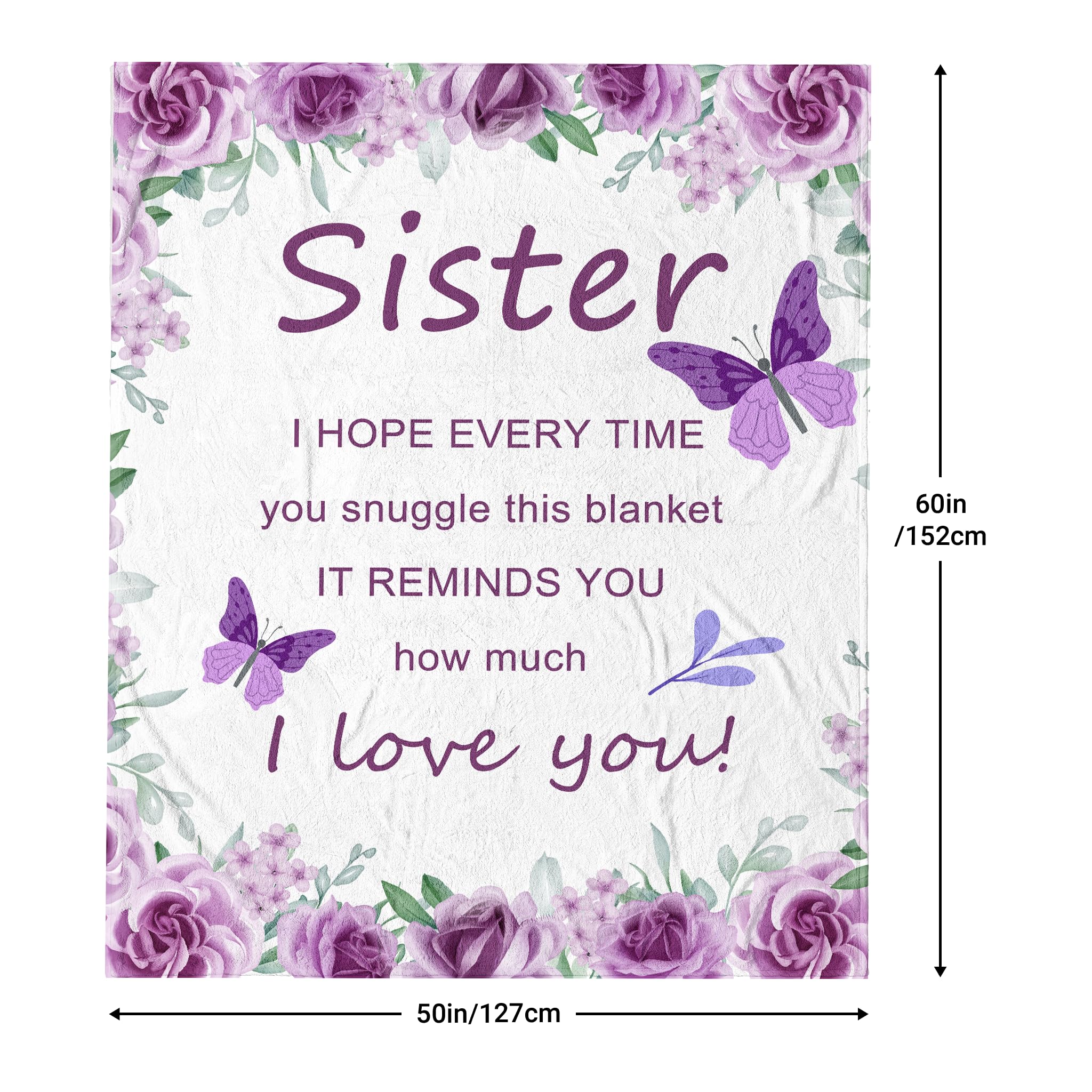 Noxkioy Sister Gifts, Sister Gifts from Sister, Sister Birthday Gifts, Big Sister Gift, Birthday Gifts for Sister, Gifts for Sister Blanket 60"×50", Soul Sister Gifts for Girls