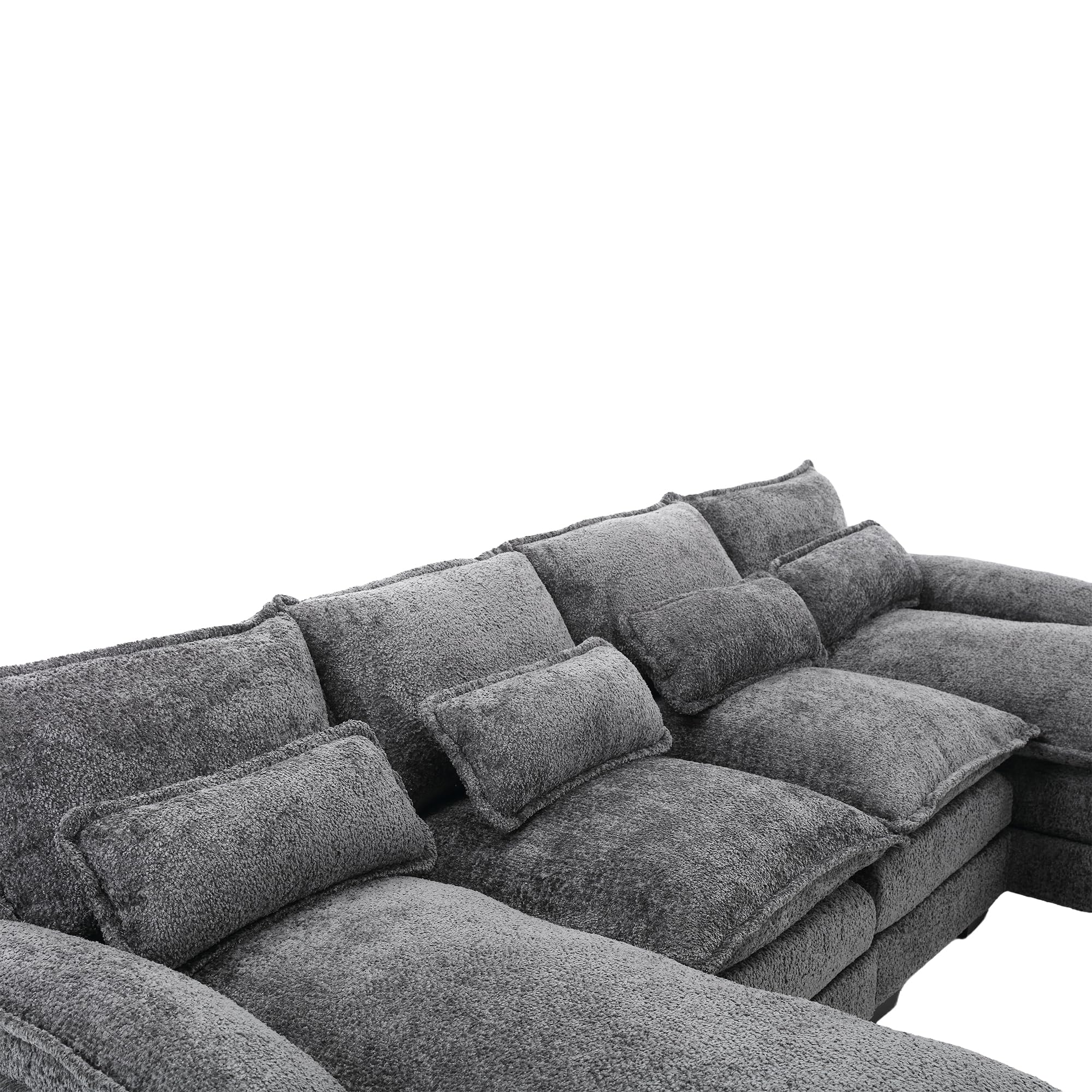 HZANHY Convertible Sectional Sofa Chenille U Shaped Couch with Reversible Chaise Modular Sectional Couch 4 Seater Sofa with Storage Seat