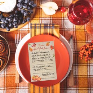 50 Pcs Thanksgiving Table Place Cards Fill in Gratitude Cards Harvest I Am Thankful For Card Autumn Dinner Settings Wedding Fall Party Supplies Decor