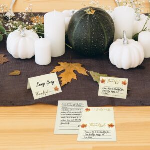 100 Pcs Thanksgiving Table Place Cards and Fill in Gratitude Cards Harvest I Am Thankful For Tent Card Autumn Name Cards Dinner Settings Fall Party