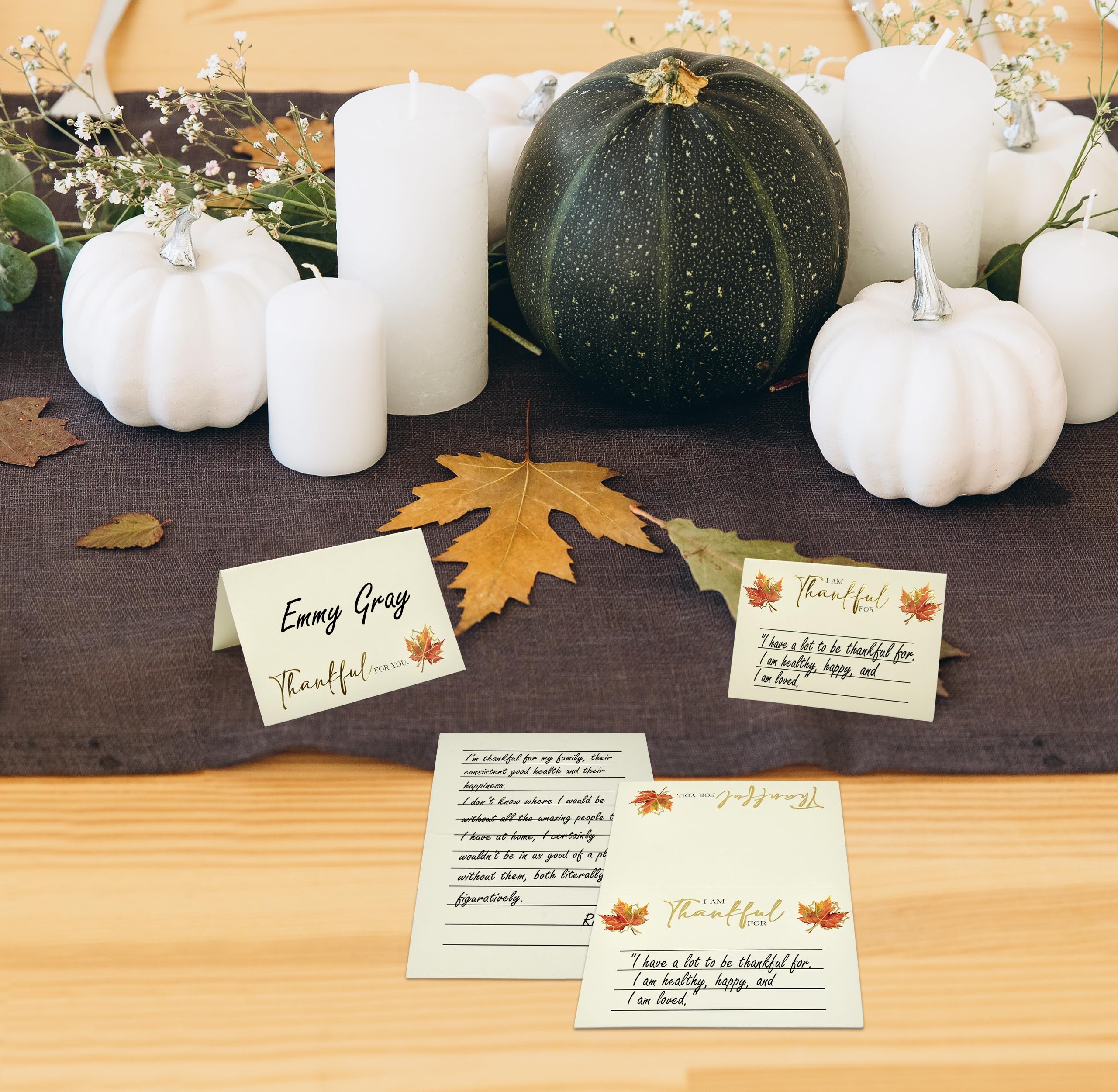 100 Pcs Thanksgiving Table Place Cards and Fill in Gratitude Cards Harvest I Am Thankful For Tent Card Autumn Name Cards Dinner Settings Fall Party