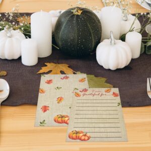 50 Pcs Thanksgiving Table Place Cards Fill in Gratitude Cards Harvest I Am Thankful For Card Autumn Dinner Settings Wedding Fall Party Supplies Decor