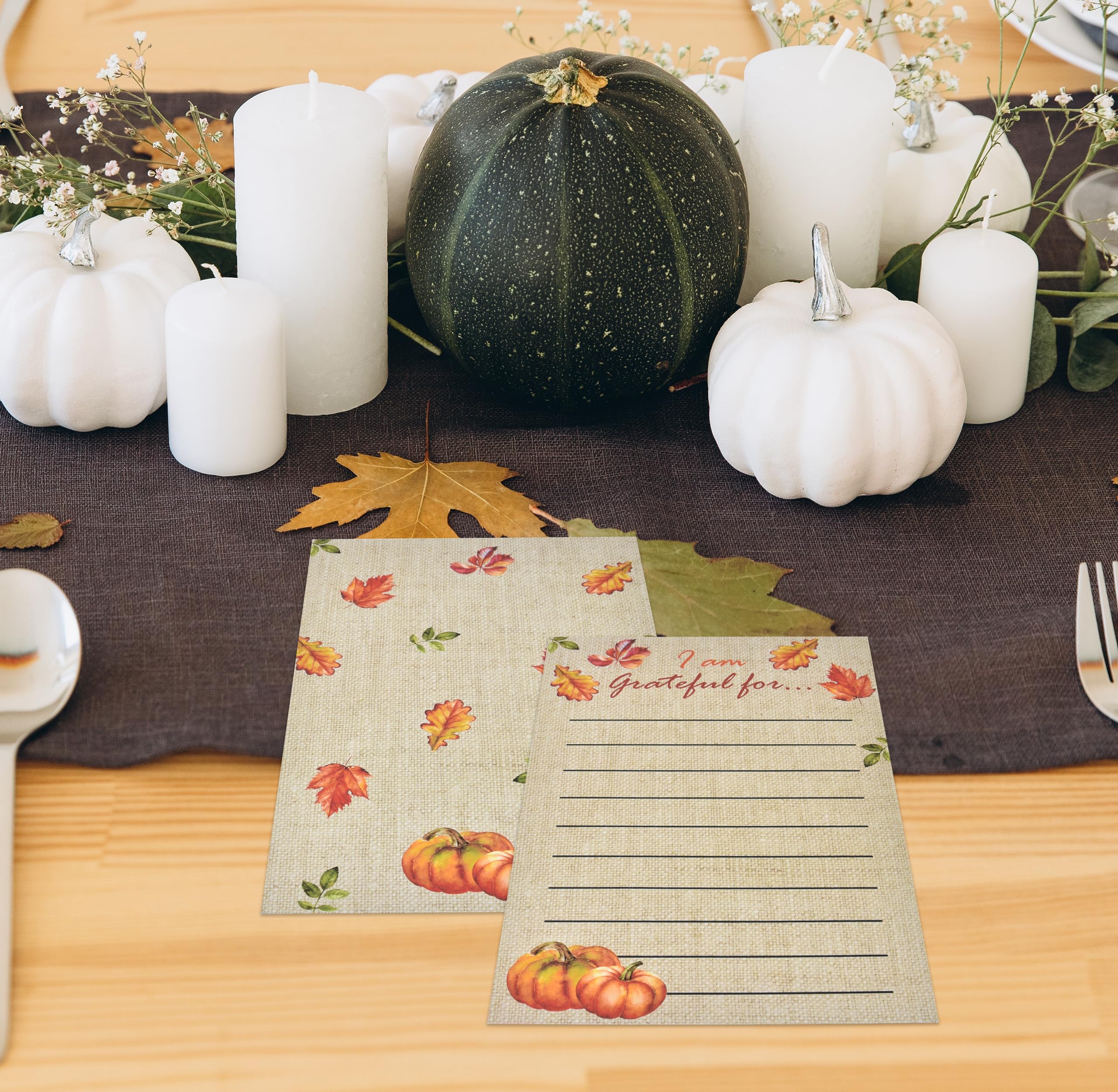 50 Pcs Thanksgiving Table Place Cards Fill in Gratitude Cards Harvest I Am Thankful For Card Autumn Dinner Settings Wedding Fall Party Supplies Decor