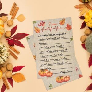 50 Pcs Thanksgiving Table Place Cards Fill in Gratitude Cards Harvest I Am Thankful For Card Autumn Dinner Settings Wedding Fall Party Supplies Decor