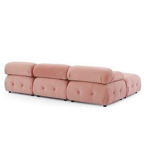 FAVSH L-Shaped Couch with Reversible Ottoman,Modular Sectional Sofa with Button Tufted and Free Combination for Living Apartment,Office,Teddy Fabric,Pink