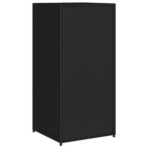 GOLINPEILO Wicker Patio Garden Storage Cabinet, Outdoor Towel Rack & Pool Cabinet, Freestanding PE Rattan Wicker Storage Cabinet, Black 21.7"x21.7"x43.7" Poly Rattan, -343