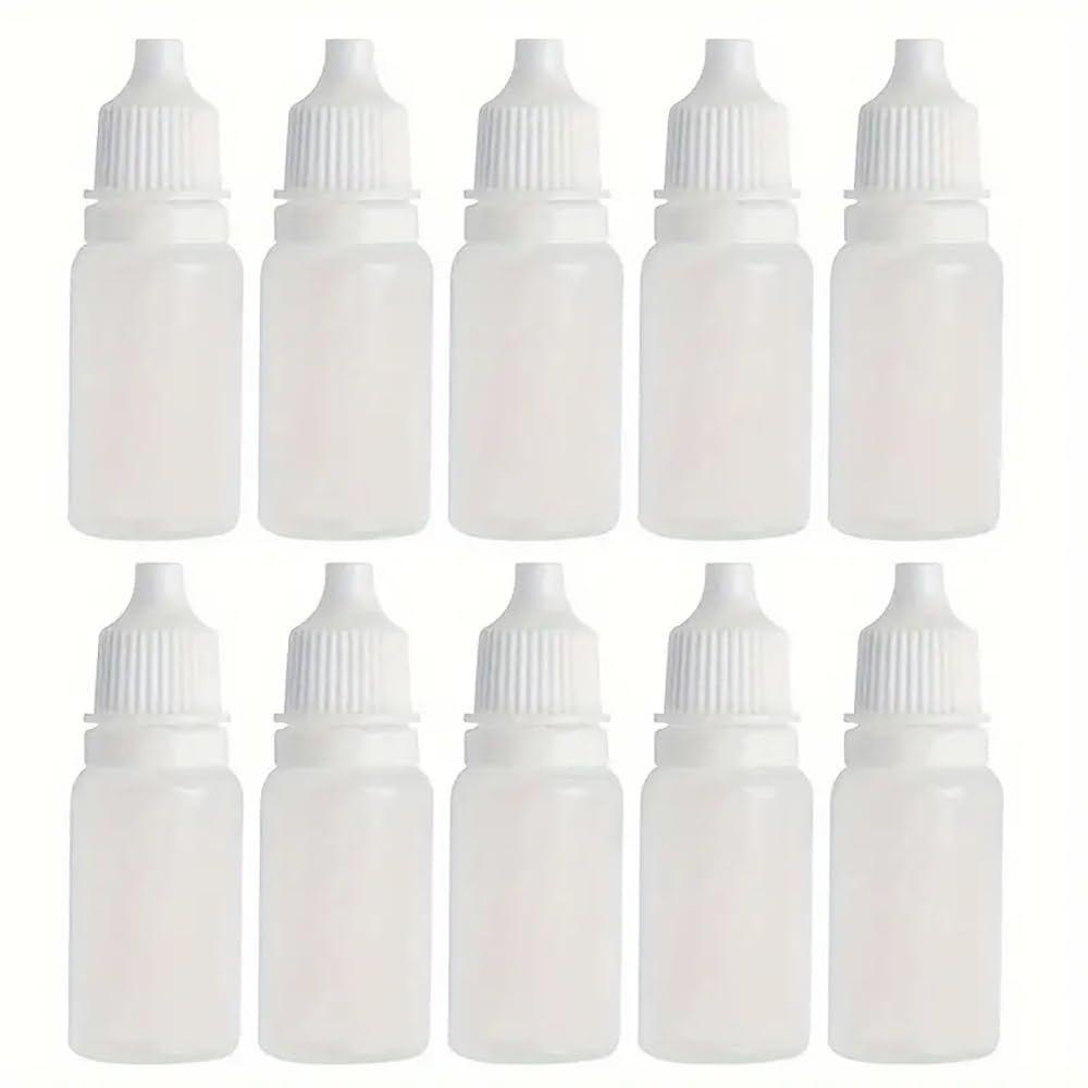 NaYiissi 10 pieces 15ml Plastic Dropper Bottle with Childproof Cap, Portable Squeezable Eye dropper Containers Great for Solvents, Light oils, Saline, etc