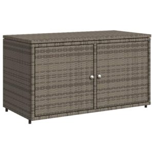 loibinfen Outdoor Wicker Storage Box, Rattan Deck Box Double Openable Door with Lid and Separate Storage Shelf for Patio, Garden Tools, Pools & Sports Equipment, Gray 43.3"x21.7"x23.8", -108