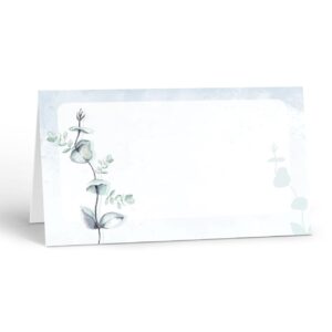 Stonehouse Collection | Floral Eucalyptus Table Tent | Neutral Name Card With Flowers | Wedding Place Setting | 25 CountRose (Eucalyptus)