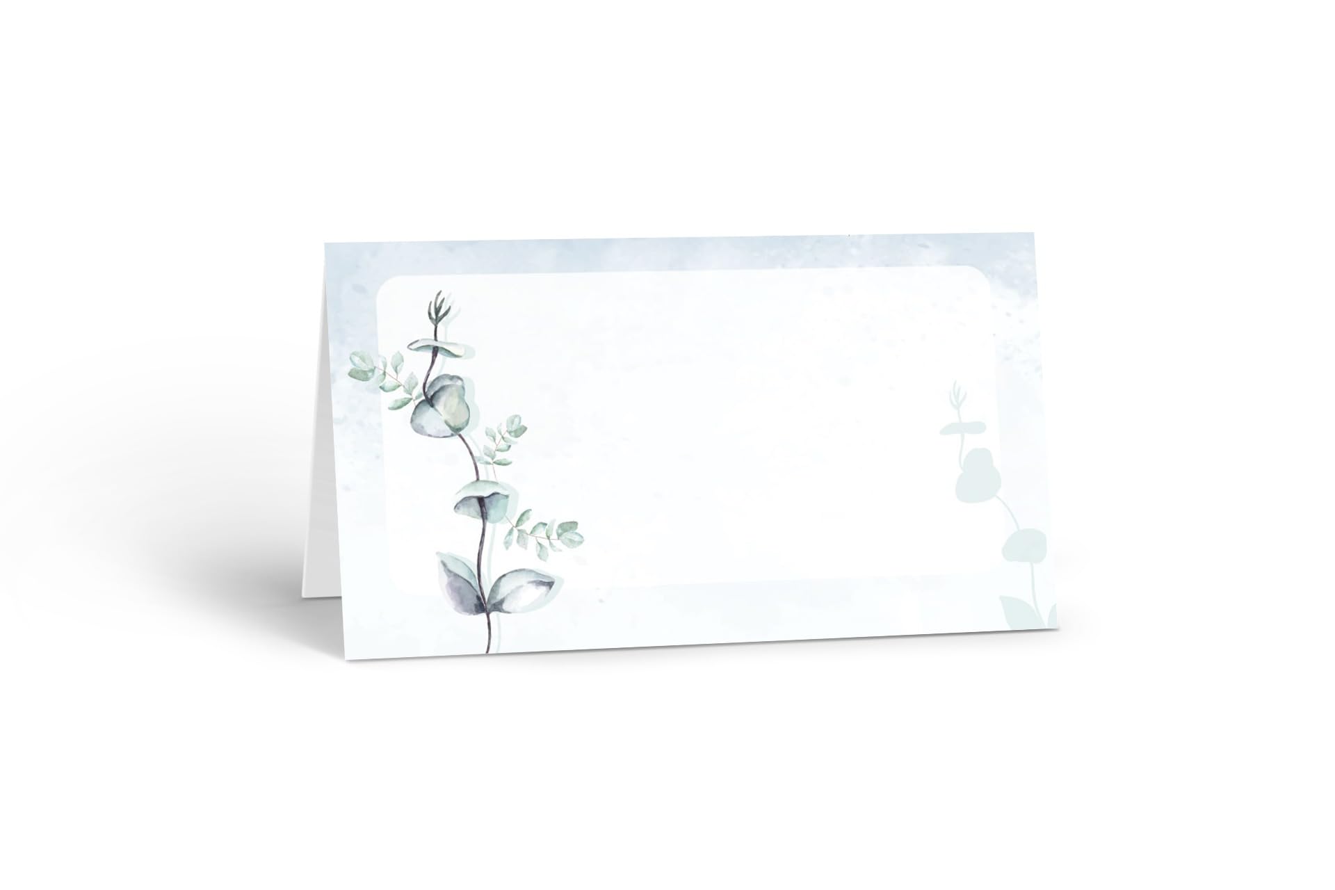 Stonehouse Collection | Floral Eucalyptus Table Tent | Neutral Name Card With Flowers | Wedding Place Setting | 25 CountRose (Eucalyptus)