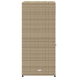 loibinfen Wicker Patio Garden Storage Cabinet, Outdoor Towel Rack & Pool Cabinet, Freestanding PE Rattan Wicker Storage Cabinet, Beige 21.7"x21.7"x43.7" Poly Rattan, -346