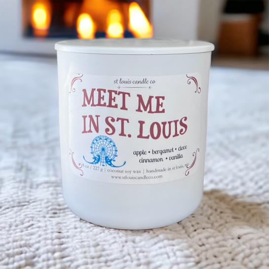 St. Louis Candle Co | Scented Candle | 8 oz | glass container with metal lid | gift boxed | coconut soy wax | home decor | bathroom decor | long-lasting | made in the U.S.A. (Meet Me in St. Louis)