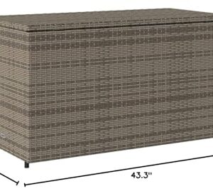 loibinfen Outdoor Wicker Storage Box, Rattan Deck Box Double Openable Door with Lid and Separate Storage Shelf for Patio, Garden Tools, Pools & Sports Equipment, Gray 43.3"x21.7"x23.8", -108