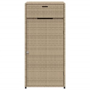 loibinfen Wicker Patio Garden Storage Cabinet, Outdoor Towel Rack & Pool Cabinet, Freestanding PE Rattan Wicker Storage Cabinet, Beige 21.7"x21.7"x43.7" Poly Rattan, -346