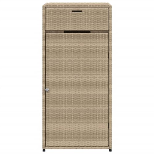 loibinfen Wicker Patio Garden Storage Cabinet, Outdoor Towel Rack & Pool Cabinet, Freestanding PE Rattan Wicker Storage Cabinet, Beige 21.7"x21.7"x43.7" Poly Rattan, -346