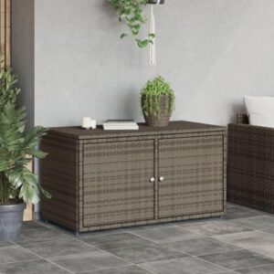 loibinfen Outdoor Wicker Storage Box, Rattan Deck Box Double Openable Door with Lid and Separate Storage Shelf for Patio, Garden Tools, Pools & Sports Equipment, Gray 43.3"x21.7"x23.8", -108