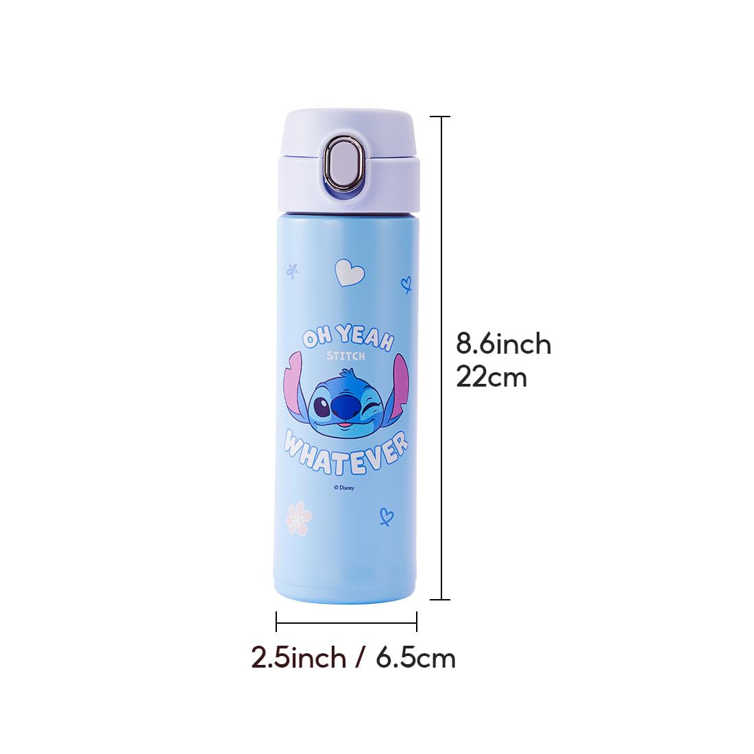 MINISO Disney Lilo and Stitch Insulated Bottle 420ml Stainless Steel Water Bottle Leak-Proof with Locking Spout Cover Hot or Cold Water for Travel Sport