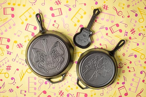 Lodge 4.5 Inch Dolly Parton Mini Rockstar Cast Iron Guitar Skillet - Hand Wash Only Collector’s Piece - Cast Iron Skillet for Single Serve or Decorative Use