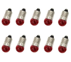 generic red e10 miniature screw base light bulbs 2.5v flashlight lamp mini light bulbs 2.5 volts (10), white