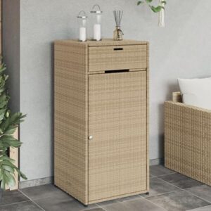 loibinfen wicker patio garden storage cabinet, outdoor towel rack & pool cabinet, freestanding pe rattan wicker storage cabinet, beige 21.7"x21.7"x43.7" poly rattan, -346