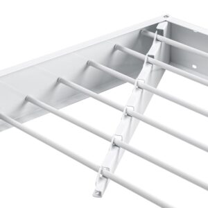 Rove Home Space Saving Wall Mounted Clothes Drying Rack | Retractable Wall Hanger Towel Holder | 5 Aluminum Rods, 40lb Capacity for Laundry Bathroom with Wall Template (32 Inches)