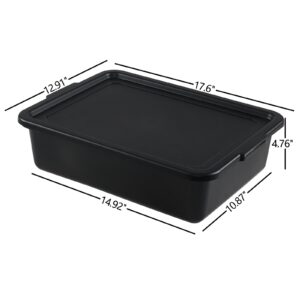 Aninhao 3 Pack 13 L Food Service Bus Tubs with Lids, Commercial Utility Bus Box, Black