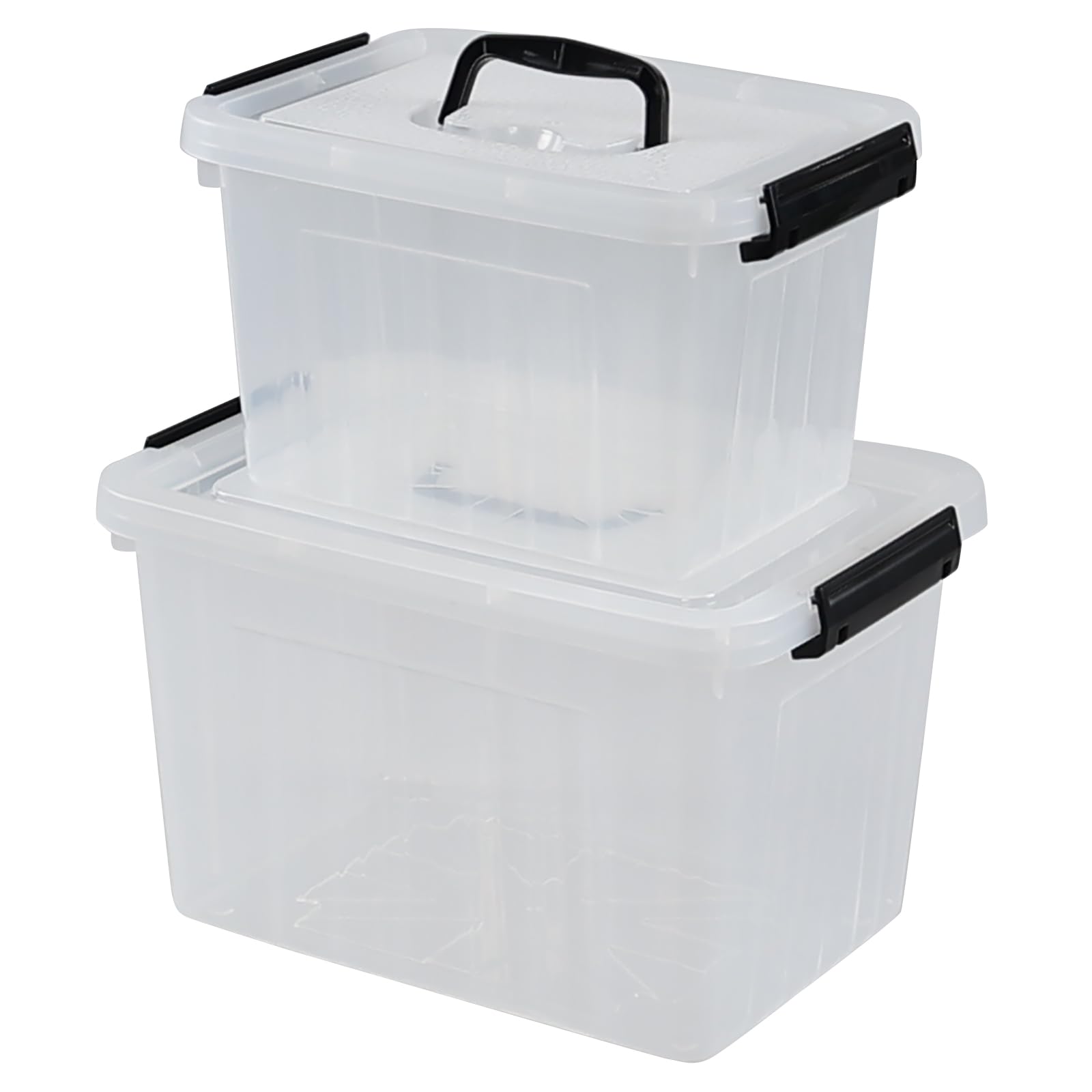 Aninhao 12 Quart & 6 Quart Clear Plastic Storage Bins, Latching Storage Box Bin with Handle, 2 Packs