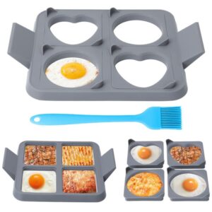 silicone egg rings, silicone pancake mold, non-stick square round heart egg mold fried egg cooker ring, detachable egg ring molds for eggs, pancakes, breakfast sandwiches