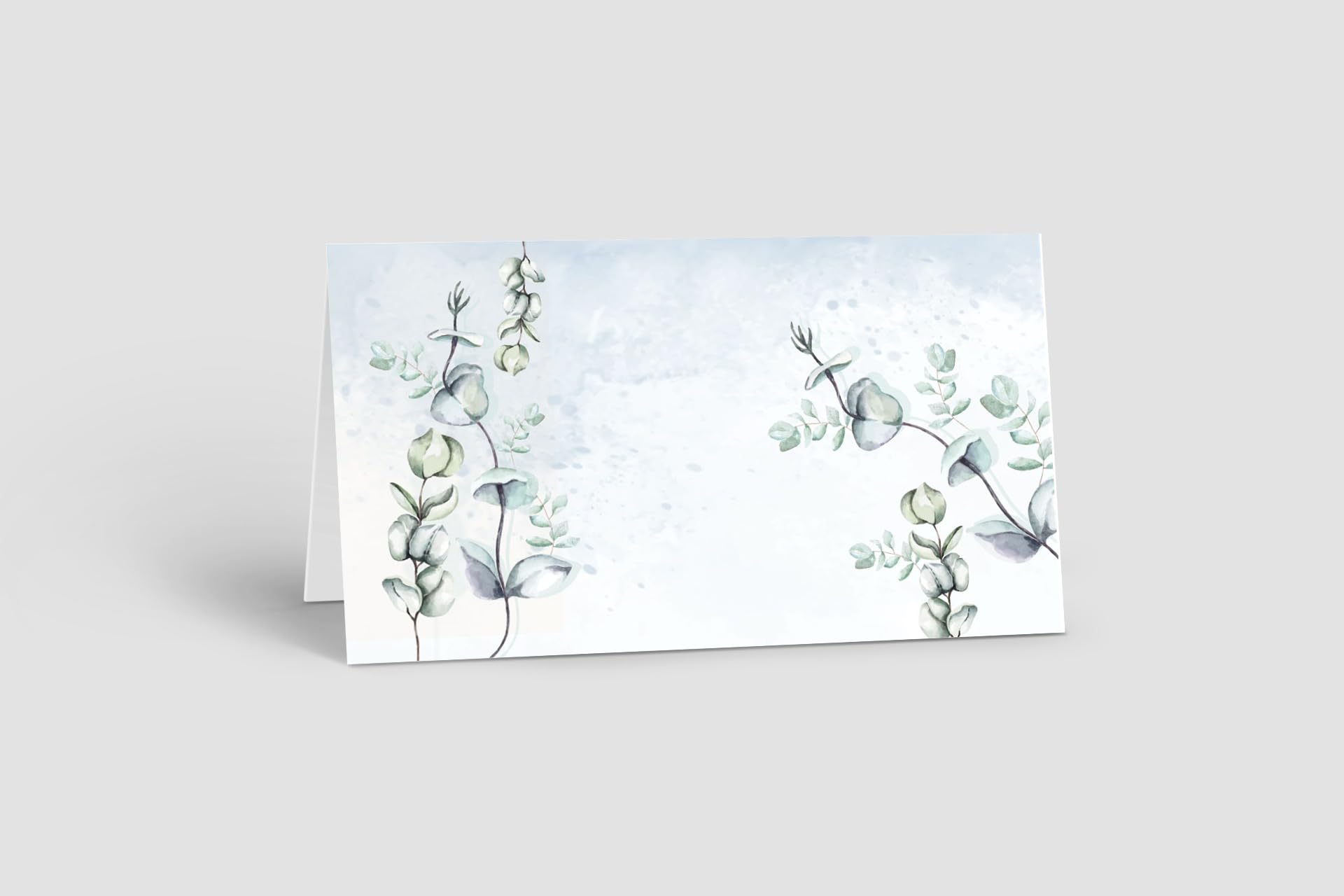 Stonehouse Collection | Floral Eucalyptus Table Tent | Neutral Name Card With Flowers | Wedding Place Setting | 25 CountRose (Eucalyptus)