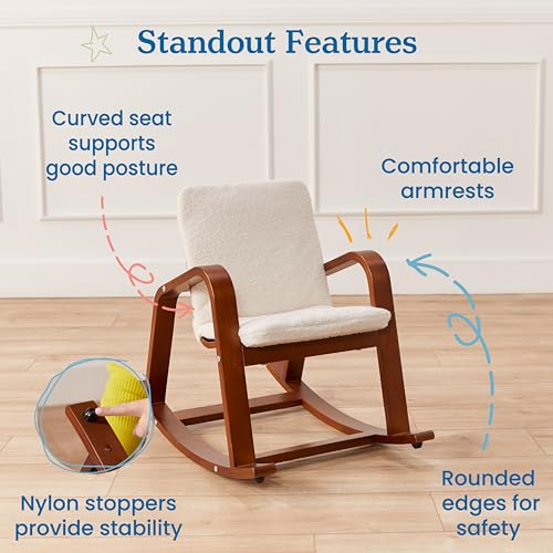 ECR4Kids Bentwood Rocking Chair with Cushion, Kids Furniture, Dark Walnut