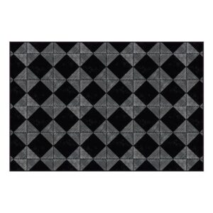 vinyl rug | amber (076851ua) | vinyl floor mat | vinyl floor covering | vinyl carpet | vintage | decorative | waterproof | eco-friendly | non-slip | black & white | 2'x3'