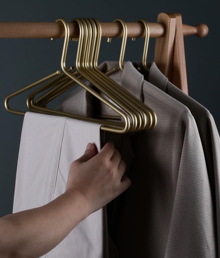 Premium Matte Gold Aluminum Coat Hangers 10 Piece Set, 16.5” Extra Smooth & Durable Metal Shirt Dress Hanger,Aluminum Alloy Hanger,Clothing Support,Clothing Hang