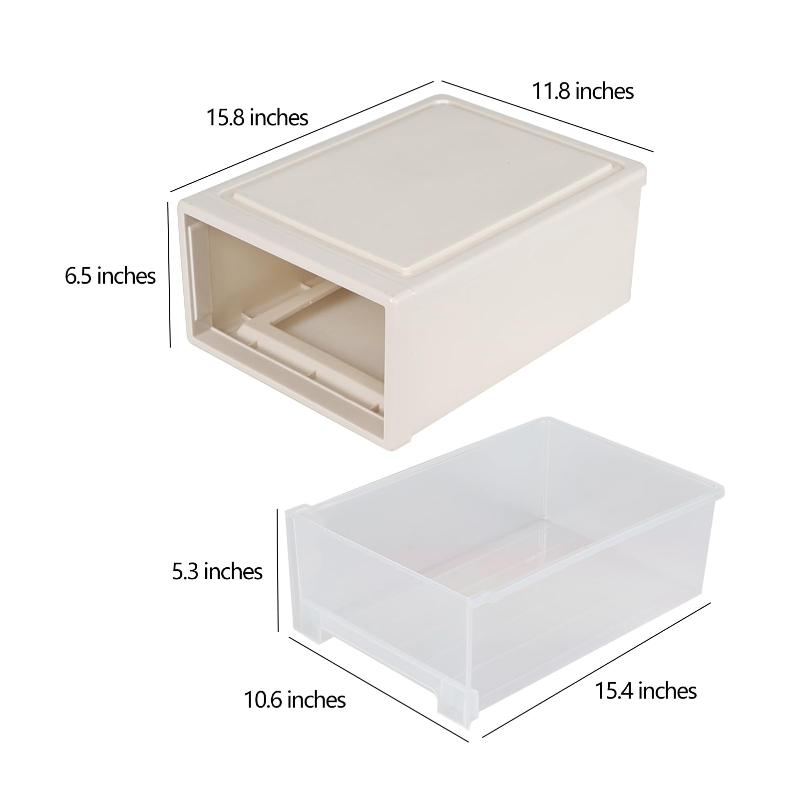 Aninhao 4 Packs 18 Quart Stackable Plastic Storage Drawers for Organizing