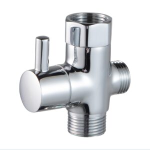 offo shower diverter valve, t adapter with shut off valve, 3 way 7/8” or 15/16” x 7/8” or 15/16” x 1/2” all metal t valve adapter attachment for sprayer brass