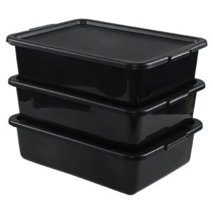 aninhao 3 pack 13 l food service bus tubs with lids, commercial utility bus box, black