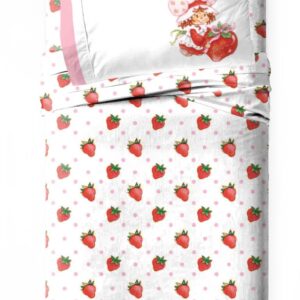 Jay Franco Strawberry Shortcake Twin Size Sheet Set - Super Soft Kids 3 Piece Bedding Set - Microfiber Sheets Includes Reversible Pillow Cover