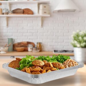 Bluesky Premium Half Size Shallow Aluminum Pans-(Pack of 4) -Perfect for Catering & Baking, 9" x 13", Silver