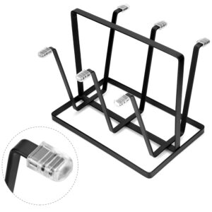 QWORK Cup Drying Rack, 2 Pack 6-Hook Bottle Drying Drainer Stand, Coffee Mugs Wine Glass Drying Rack with Non-Slip Silicone Hooks, Space Saving Countertop Cup Holder, for Home, Office, Cafe - Black