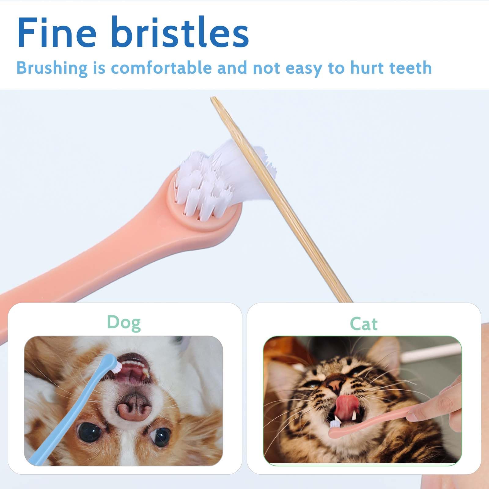 2 Pack Dog Toothbrush Cat Tooth Brush Pet Toothbrush Puppy Toothbrush Mini Head Soft Dog Toothbrush Deep Clean Kit for Puppy, Kitten, Small Dog & Cat, Portable Travel Friendly and Easy to Use